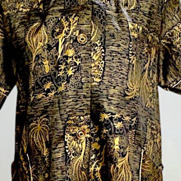 Vintage 1950s Dream Wear House Dress Black and Gold Asian Print Size M/L - Picture 4 of 15